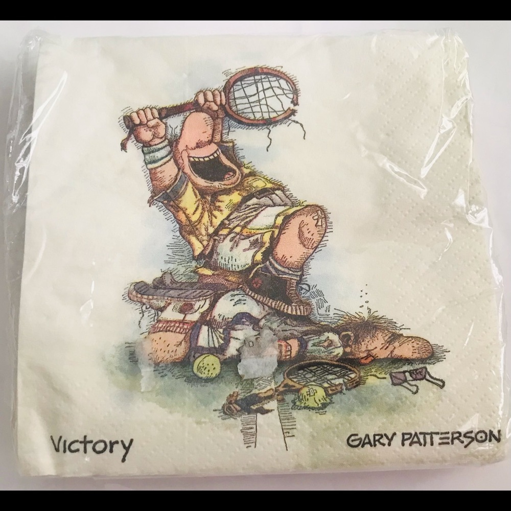 New 12 Cocktail Napkins Gary Patterson Game! Set! Match! Victory 3-Ply Napkins